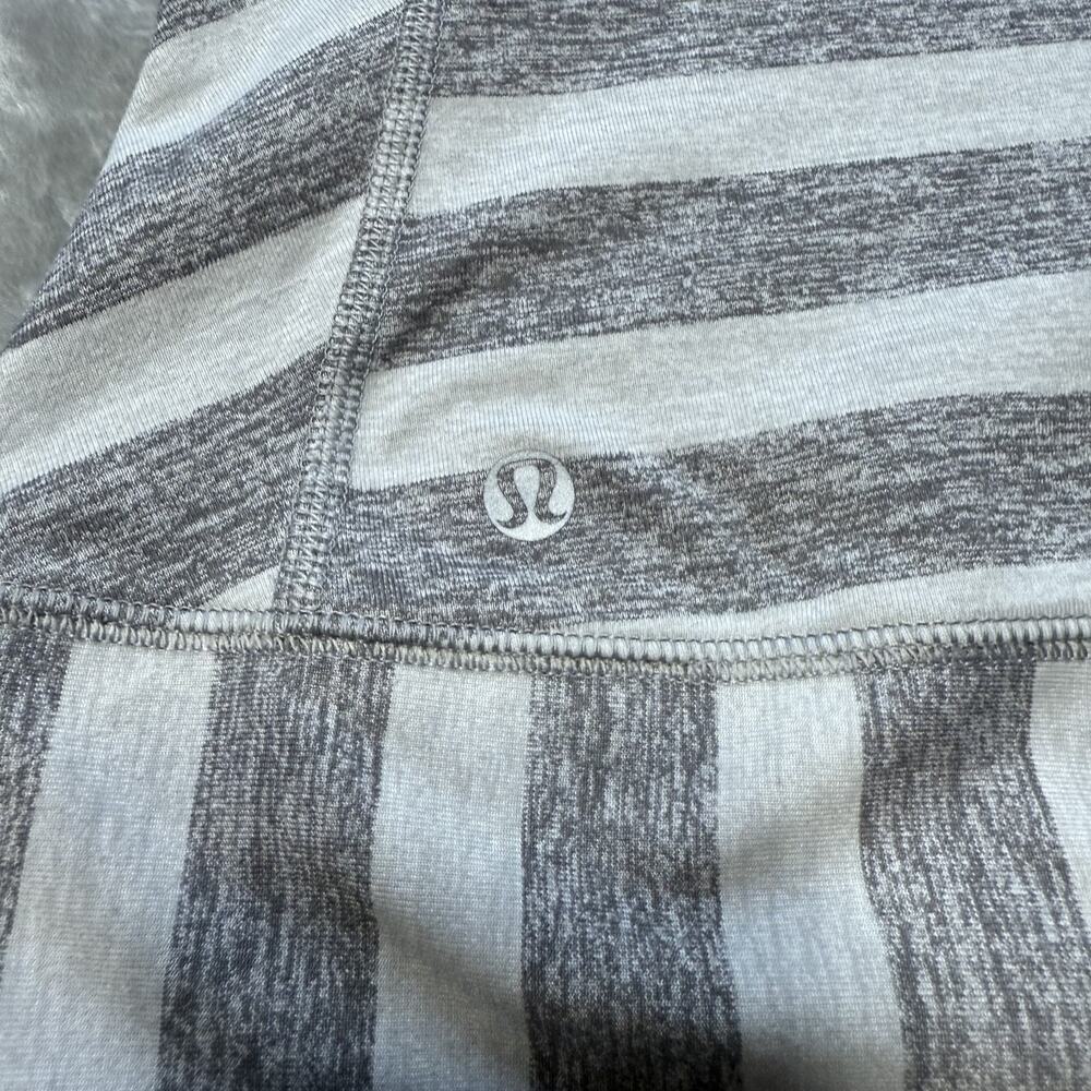 Lululemon Race Your Pace Long Sleeve Marshmallow Stripe Heathered Slate Size 4 - Picture 10 of 13